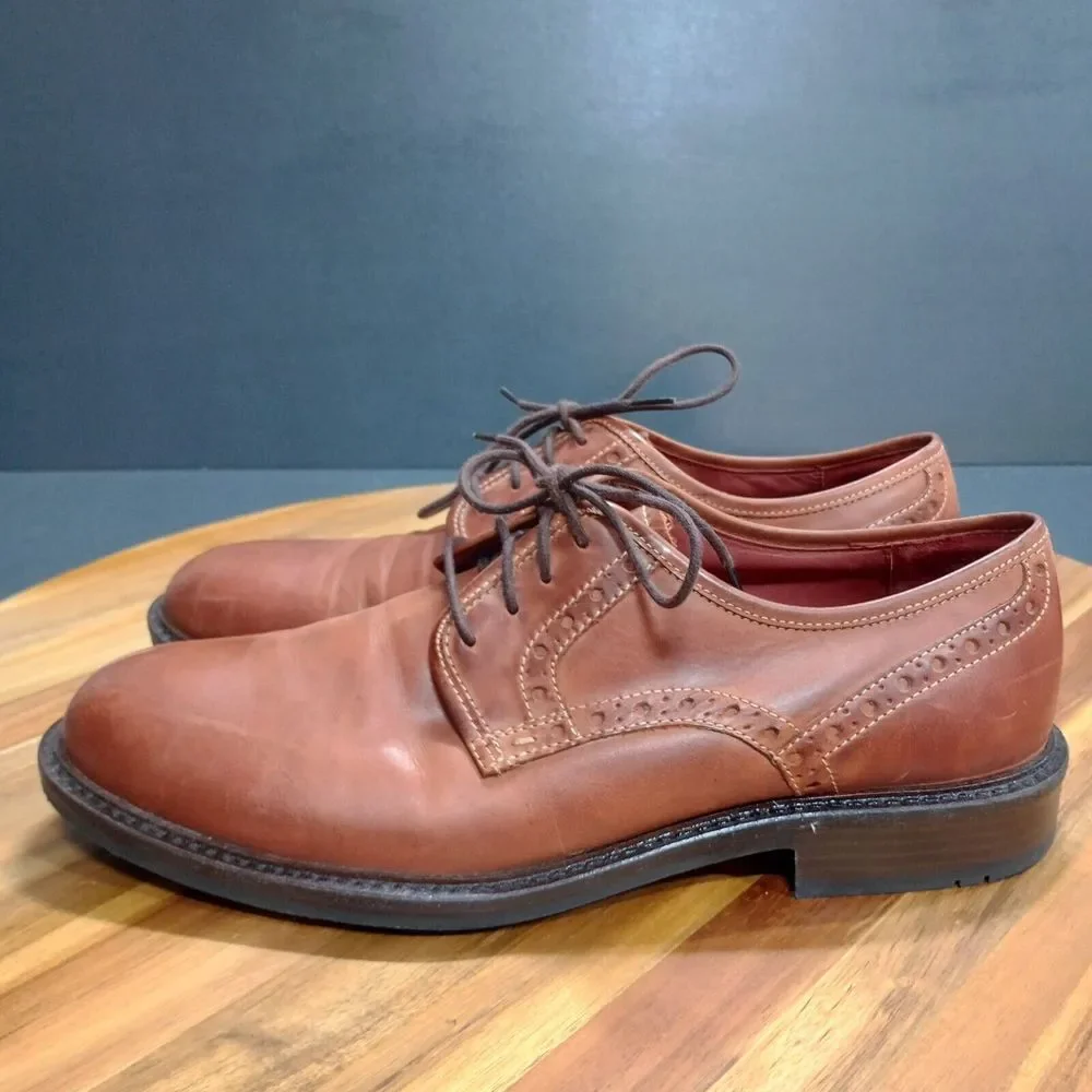 Johnston Murphy Sheepskin Oxfords Mens Sz 10.5 M Brown‎ Leather Plain Toe India